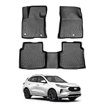 Cacartist Floor Mats Compatible with Ford Escape 2020-2024 2025 2026 (NOT Fit Hybrid) Escape Accessories TPE 3D All Weather 1st & 2nd Row Heavy Duty Waterproof Durable Floor Liners