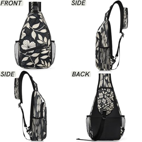 Bolso Sling Unisex con Estampado de Hojas y Flores miniatura 6