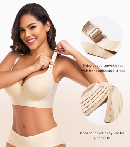 DotVol Women's Push Up Full Coverage Underwire Support Everyday T-Shirt Bra Hide Back Fat3