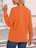 SMENG Ladies Sweatshirts Solid Color Ribbed Hem And Cuffs Autumn Clothes Soft Comfortable Long Sleeve Top Women Orange M #4