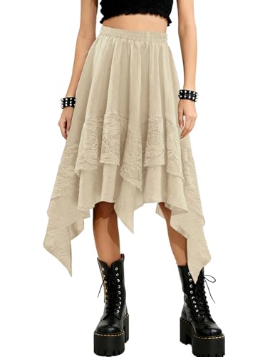 Bridesmay Renaissance Lace Layered Skirt Asymmetrical Fairy Costume Plus Size