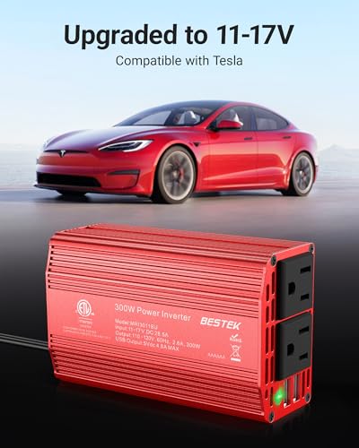 BESTEK 300W Car Power Inverter w/ 2 AC Outlets & 2 USB Ports - image 6