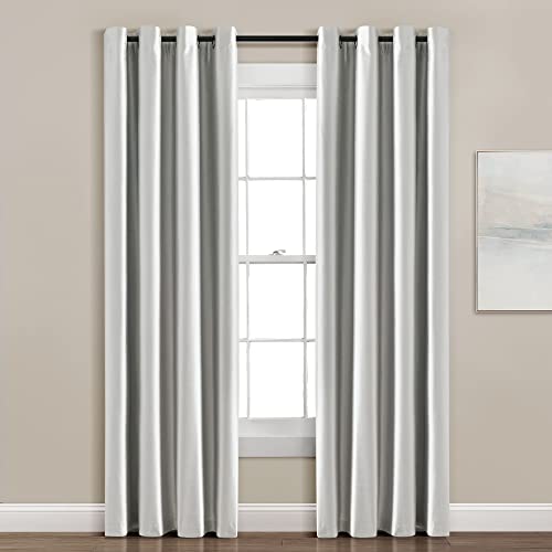Lush Decor Insulated Grommet 100% Blackout Faux Silk Window Curtain Panel (Single Panel), 95" L x 52" W, Light Gray