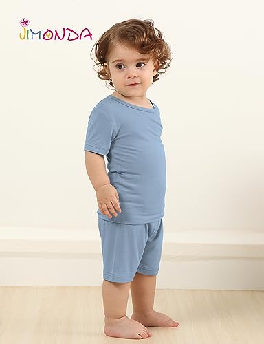 Jimonda Baby Boys Girls Pajama Sets Toddler Sleepwear Cool Jammies 2pcs Viscose from Bamboo PJs Short Sleeved 18M-8Y(Blue-9-10Y) - Thumbnail 5