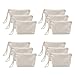 Aspire 12-Pack Natural 100% Cotton Canvas Wristlet Pouches, DIY Cosmetics Bag with Bottom