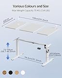 Devoko Electric Standing Desk 130x60cm Sit Stand Table Height Adjustable Desk with Backpack Hook and Memory Smart Pannel, Home Office Desk with Splice Board, White - Image 2