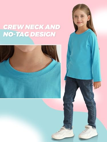 Image of 4 Pack Girls Long Sleeve Shirts Cotton T-Shirts Tagless Kids Tees Clothes