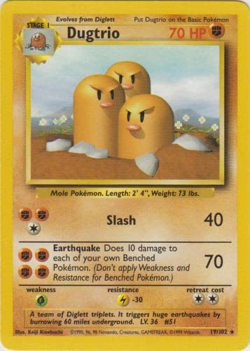 Pokemon - Dugtrio - 19/102 - Rare - Unlimited Edition