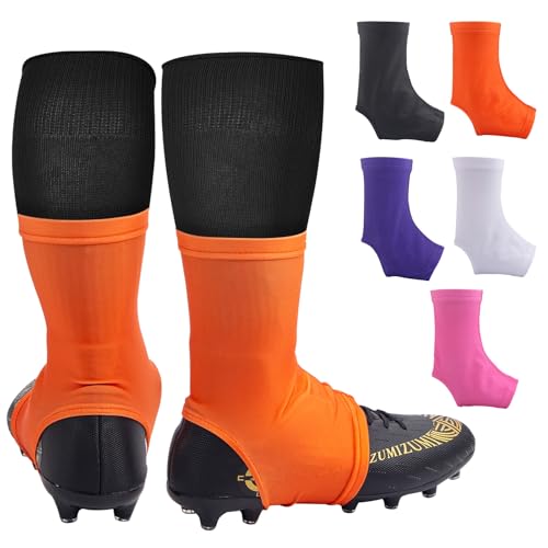 Spats Football Cleat Covers Laces Covers/Wraps for Football Baseball Soccer Field Hockeyor Turf Cleat Spats Covers Sleeves for Youth and Adults Boys Girls Men Women-Football Accessories (Orange Large)