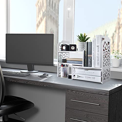Ygyqz Small Bookshelf For Desktop Storage, Mini Cute Office Desk Shelves White Versatility Organizers For Women, Kids #TOP3