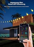 Gaoxun Lichterkette Außen Outdoor LED Strom, 15m Bunt RGBW Farbwechsel 15 S14 Glühbirnen, App-Steuerung, Dimmbar, Musik Sync, Timer, IP65 Wasserdicht für Garten Terrasse Party – Ansicht 4