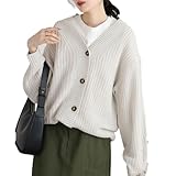 [アットワン]ATN-0012 ニット カーディガン レディース セーター トップス Vネック 長袖 オーバーサイズ ゆったり 大きいサイズ オフィス きれいめ 通勤 通学 人気 春物 春 秋 冬 緑 グリーン 黒 ブラック ベージュ グレー (LL-3L LT-GRAY)