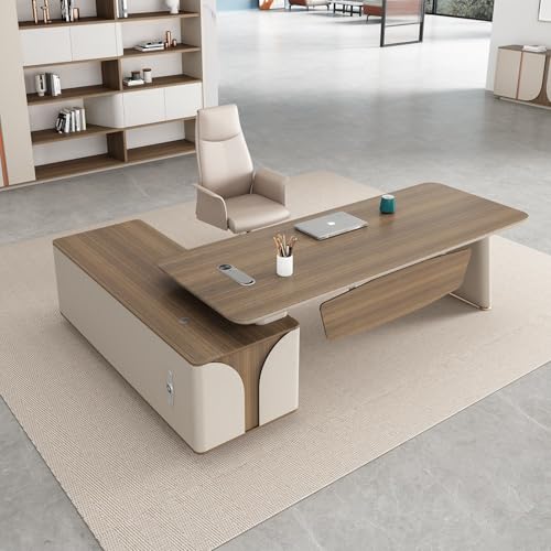 Image of Lakdi The Furniture Co Director Office Table for Boss & Executive | Unique Design L Shape CEO Table Made in MDF with Laminte with Drawer, Reversible Orientation, CPU Storage - LDL-778