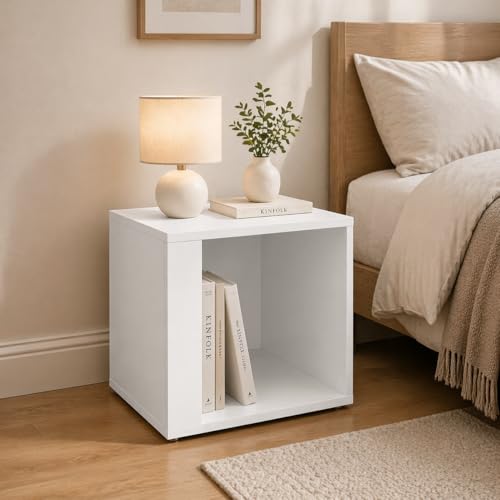 Générique Table d’Appoint Cube Effet Béton – Design Moderne Minimaliste – Table Basse Compacte Salon/Chambre – Meuble Décoratif Intérieur –...