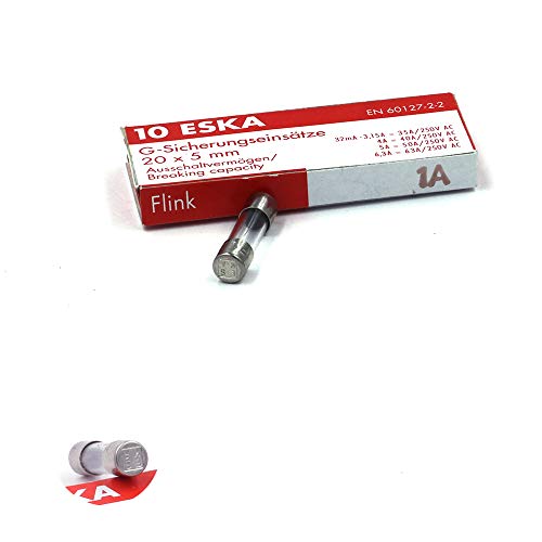 Fusible rapide (F) en verre 1A/250VAC 5x20mm (Boite de 10 Fusibles)