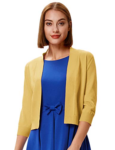 Image of GRACE KARIN Women Cardigan Sweaters Lightweight Knit Cropped Cardigans Trendy 3 /4 Sleeve Shrug Bolero S-3XL