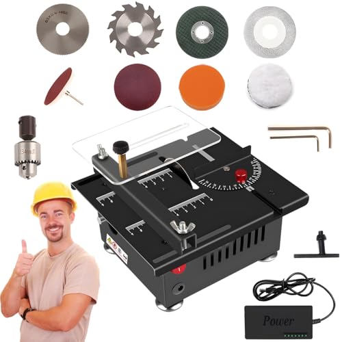 Mini Table Saw, Portable Electric Saw with 7 Speed Adjustable, 16MM Cutting Depth for Woodworking, DIY Hobby and Crafts