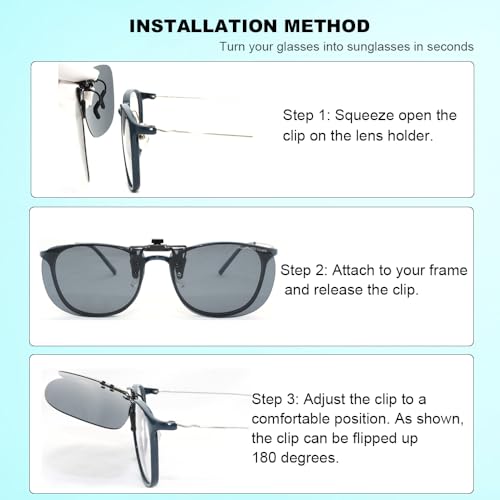 Image of MONICE Fishing Clip on Flip up Polarized Sunglasses Fit Over Prescription Glasses Driving UV Protection Gift Men Women