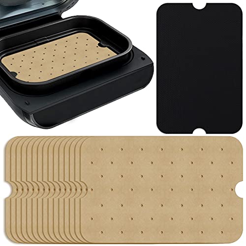 Image of WMKGG Disposable Air Fryer Parchment Paper, 200 PCS Air Fryer Liners | Perforated Rectangular Parchment for Ninja Foodi XL Smart FG551 6-in-1 Indoor Grill