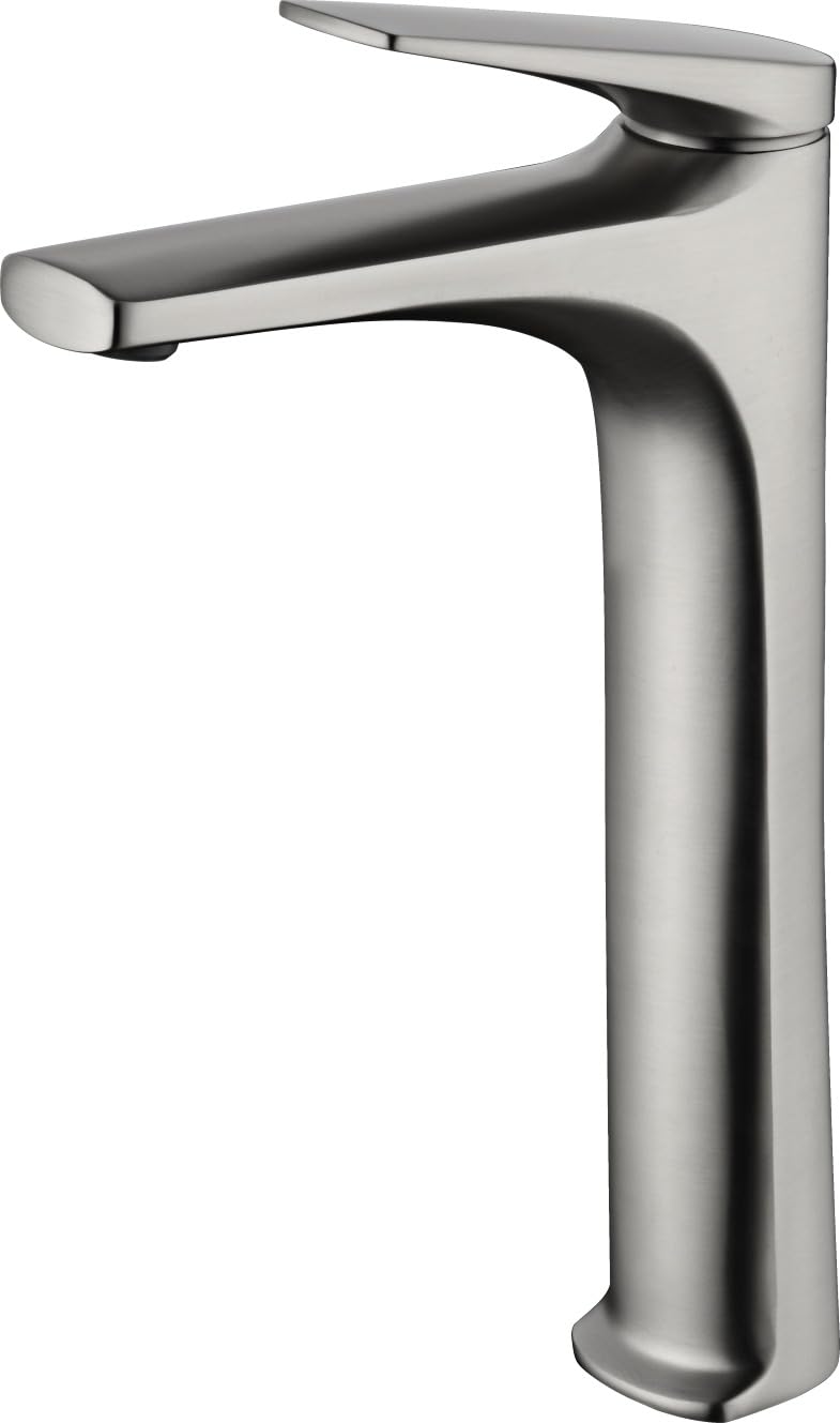 MICE - Grifo monomando con caño alto para lavabo, Cuerpo de grifería en acero S.316, máxima calidad anticorrosión y alta resistencia Griferia Alta de lavabo Acero Inox. Cepillado
