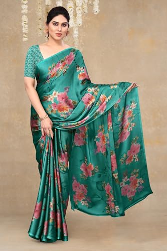 Image of MIRCHI FASHION Women Saree Chiffon Flower Print | Breathable Lightweight Sari for Office and Daily Use with Unstitched Blouse Piece (Available in 30 Styles)