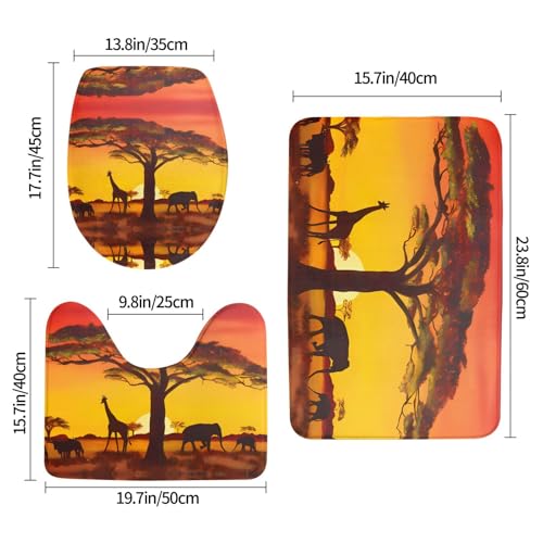 Tapis de bain afrique et faune sauvage absorbant antidérapant pour douche