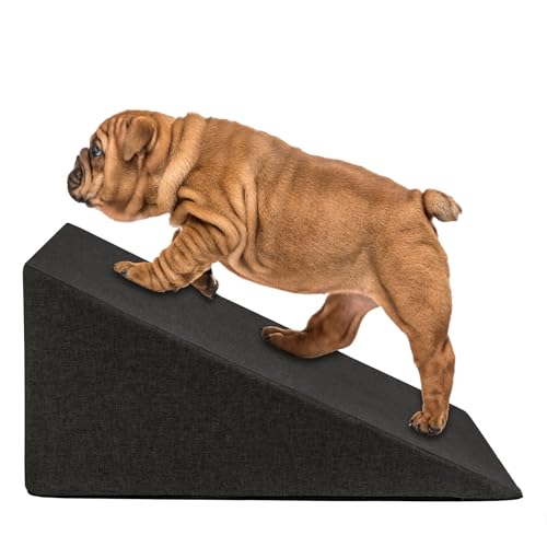 Domarex Hunderampe 65x30x40 cm – wasserdichte Hunde Rampe - Anti-Rutsch - stabile Hundetreppe für kleine und mittlere Hunde - waschbarer Bezug - rutschfest - Grau