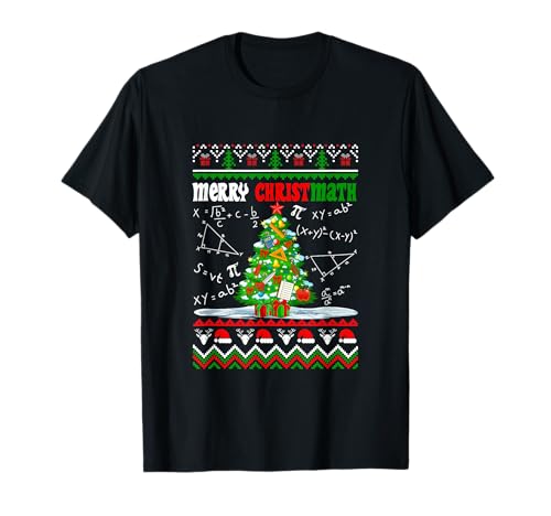 Merry Christmas Math Lover Teacher Students Cute Xmas Tree T-Shirt