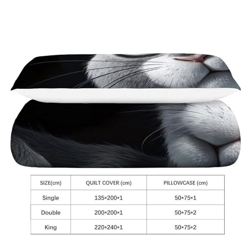 Housse de couette single chat blanc microfibre 3D de qualité supérieure