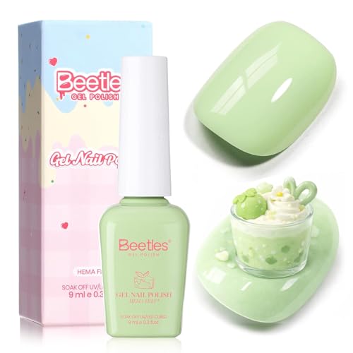 Image of Beetles Mint Green Gel Nail Polish - Taste of Summer Matcha Mousse Pastel Green Gel Polish, Same Color Bottle, Soak Off UV LED Pastel Nails Art, Manicure Salon DIY Summer Nails