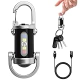 500LM Super Bright Mini Keychain Flashlight for Emergency Power Waterproof Rechargeable LED Keychain Torch High Lumens EDC Compact Flashlight for Camping Dog Walking Car Everyday Carry Emergency