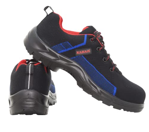 Image of Karam Flytex FS204 Safety Shoes for Men | Sporty Design, Lightweight with Single Density | Antistatic, Antislip, Oil & Heat Resistant with Fiber Toe | Black & Blue