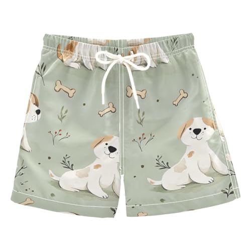 FLildon Cute Dogs Little Boys Swim Trunks with Mesh Lining Quick Dry Beach Board Shorts, 3T