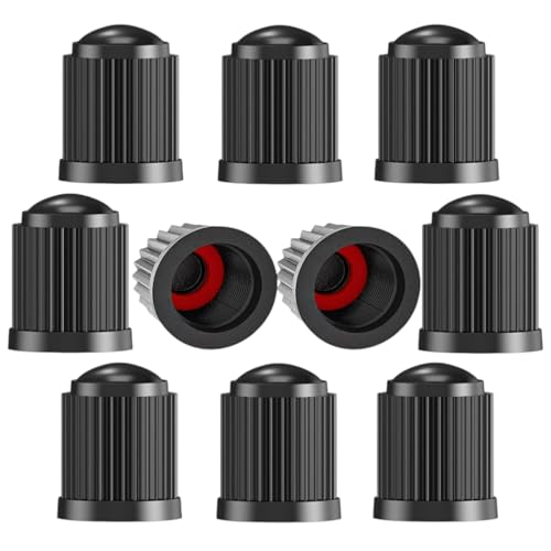 10PCS Dust Caps for Car Tyres – Tyre Valve Caps with O-Ring Seal, Universal Airtight Tire Valve Stem Cap for Cars, SUV, Motorcycle, Bike & Truck, Screw-On Black Cap, Premium Universal Stem Dust Covers