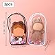 Tinoaly 2stk Puppen Präsentationstaschen, 19,5x10,5cm wasserdichte Puppen Präsentationstasche aus PVC mit Pompom und Schlüsselanhänger Schutztasche für Sammlerstücke (Schwarz und Weiß)