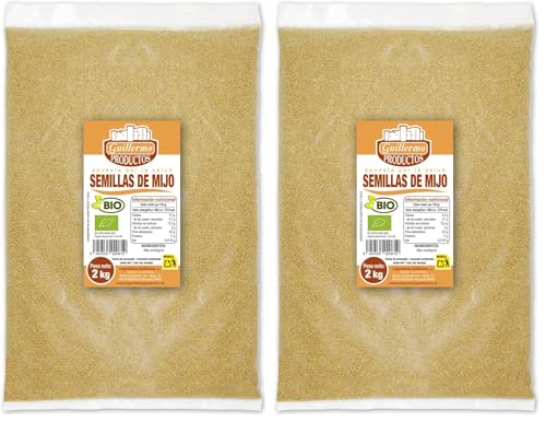 Guillermo | Mijo pelado BIO - Bolsa 2 kg | 100% ecológico | Muy apropiado para deportistas | Rico en fibra vegetal (Paquete de 2)