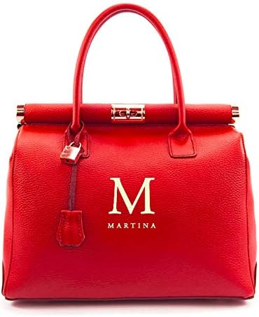 Cortina PERSONALISED Leather Bag For Women, Italian Handicraft with Style and Elegance, Cross Body, Shoulder Handbag, Tote, Top-Handle (Red)