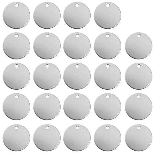 100 Pieces Aluminum Stamping Blanks by Craftbox. 1-Inch Round with Hole,12-Gauge (0.08