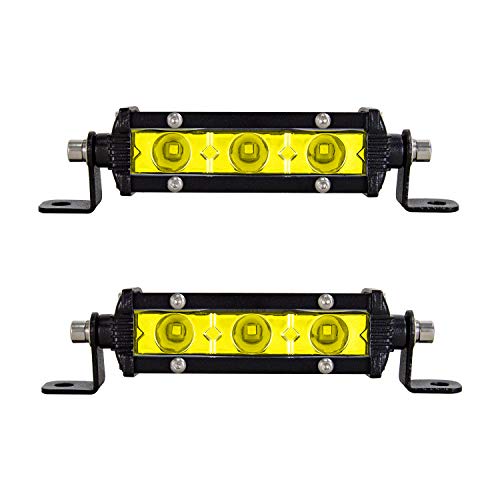 Willpower 2pc Barra LED 4x4 Barra Luce de Led Ambra Gialla 13cm 15W Faretto Faro Luci da Lavoro Led 12V 24V 6000K Fendinebbia Impermeabile Luci Off Road per Fuoristrada Auto Camion Barca Moto