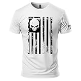 American Flag Skull Military T-shirt Large White