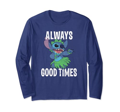 T-shirt Stitch Disney à manches longues en coton noir pour fan de Lilo et Stitch