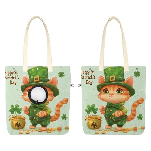 Pet Canvas Shoulder Bag Soft-Sided,Dog Purse Carrier for Small Dogs and Cats, Portable Pet Handbag with Adjustable Hole, Pet Washable Travel Tote Bag,Green St. Parikh's Cat 19.3''x16.5'' -  GZYHHTY, 3oypk2l83o01875kewj1md49