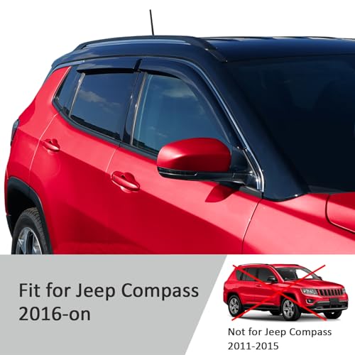 Voron Glass 4 Set Klebemontage Windabweiser/Regenabweiser, kompatibel mit Jeep Compass 2016-2026 – Wind- und Regenschutz für Autofenster
