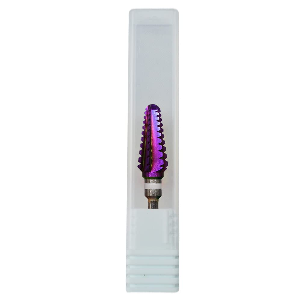 ProBerra Tornado with Purple Coating Double steps Nail Carbide Drill Bit Riight Hand Only - Strongest Remove for Acrylic or Hard Gels Remover Manicure Rotary (5XC-F) Tool Nail Drill Bit (5X Coarse)