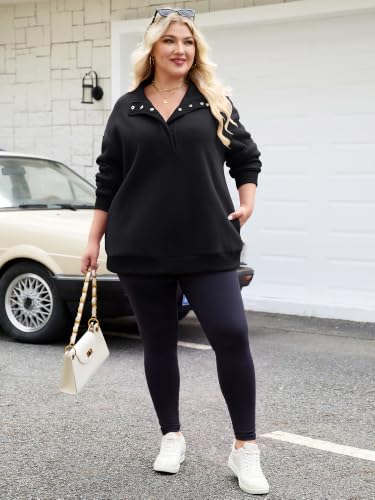 HDLTE Plus Size Sweatshirt for Women Fleece Henley Neck Oversized Pullover - image 6