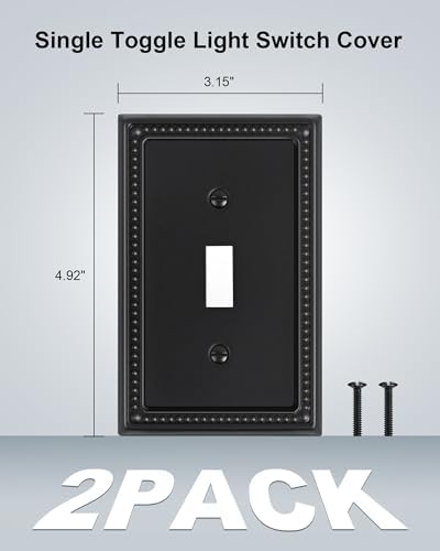 TREEWELL 2-Pack Single Toggle Light Switch Cover Plate, Black - 1