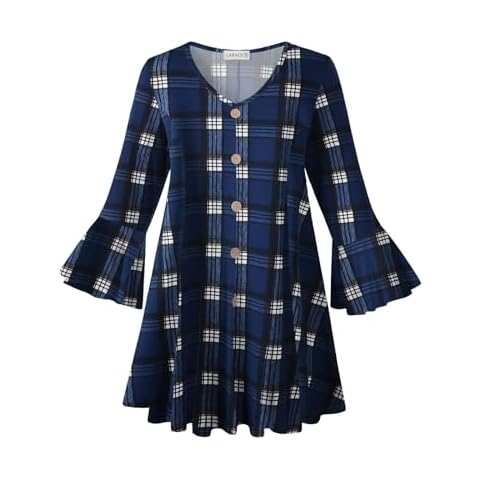 LARACE 3/4 Length Sleeve Plus Size Tops for Women，Women's Tunic Tops to Wear with Leggings,V-Neck T-Shirts Loose Fit Fall Clothes(1-NavyBlue 2X) Cover
