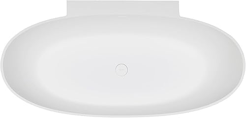 Miniatura 4 de Kingston Brass VRTRS713522 Acrticstone - Bañera independiente de superficie sólida de 71 pulgadas con drenaje, color blanco mate