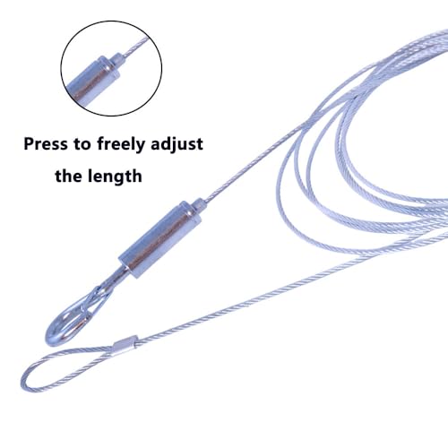 Image of 2PCS Adjustable Picture Hanging Wire 2m /78.4inch Stainless Steel Wire with Loop Hooks Fuse Hooks Cable Locker Wire Lanyard Heavy Duty Support Wire for Hanging Items Tidy Up Cables