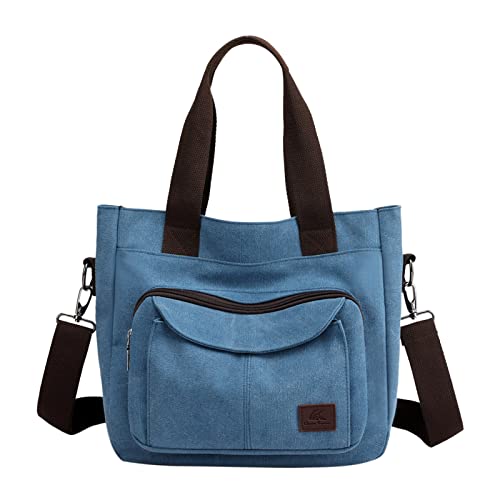 Sac pour ordinateur portable homme en toile grand format bleu à bandoulière